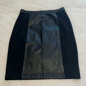 Pink Tartan black pencil skirt with vegan leather accents size 8.